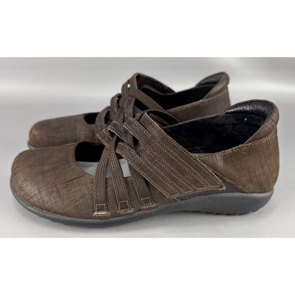 Naot Kawaka Shoes Womens Sz 37 /‎ US 6 Brown Mary Jane Slip On Comfort Hook Loop - Picture 1 of 11